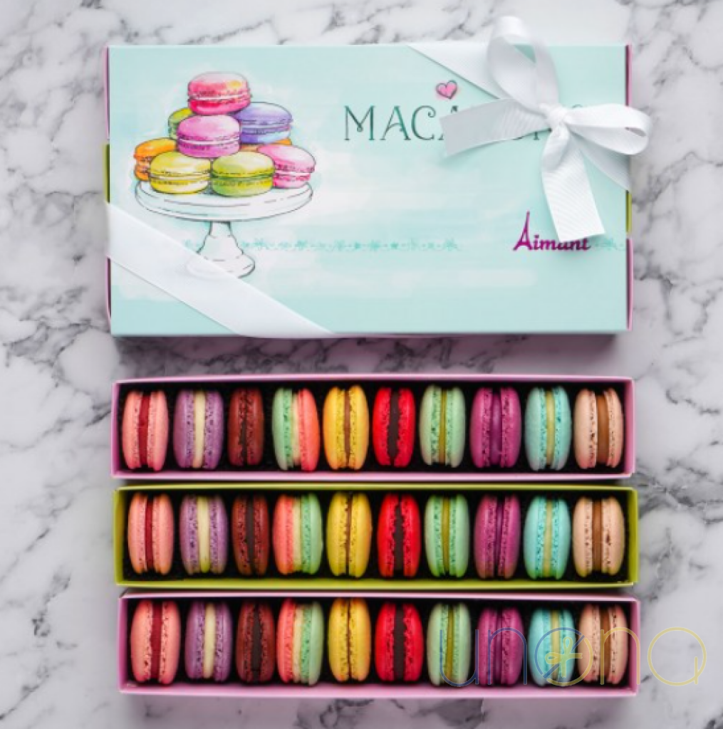 French macarons gift box with assorted flavors