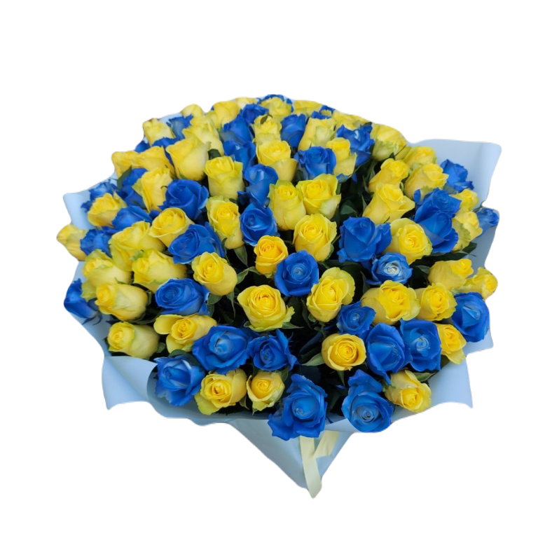 Glory To Ukraine Yellow And Blue Roses Bouquet By Holidays