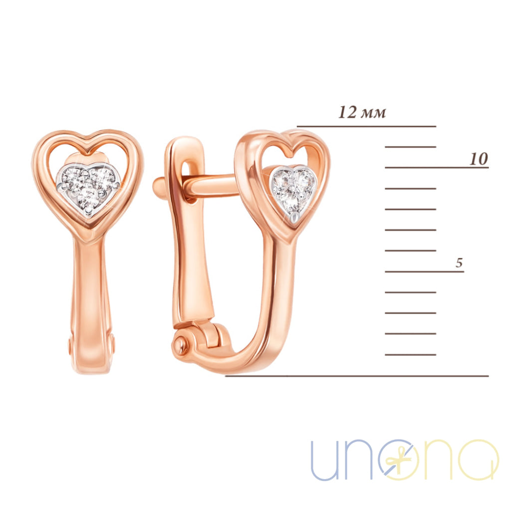 Gold Heart-Shaped Earrings With Cubic Zirconia – A Dazzling Gift For Ukrainian Lady