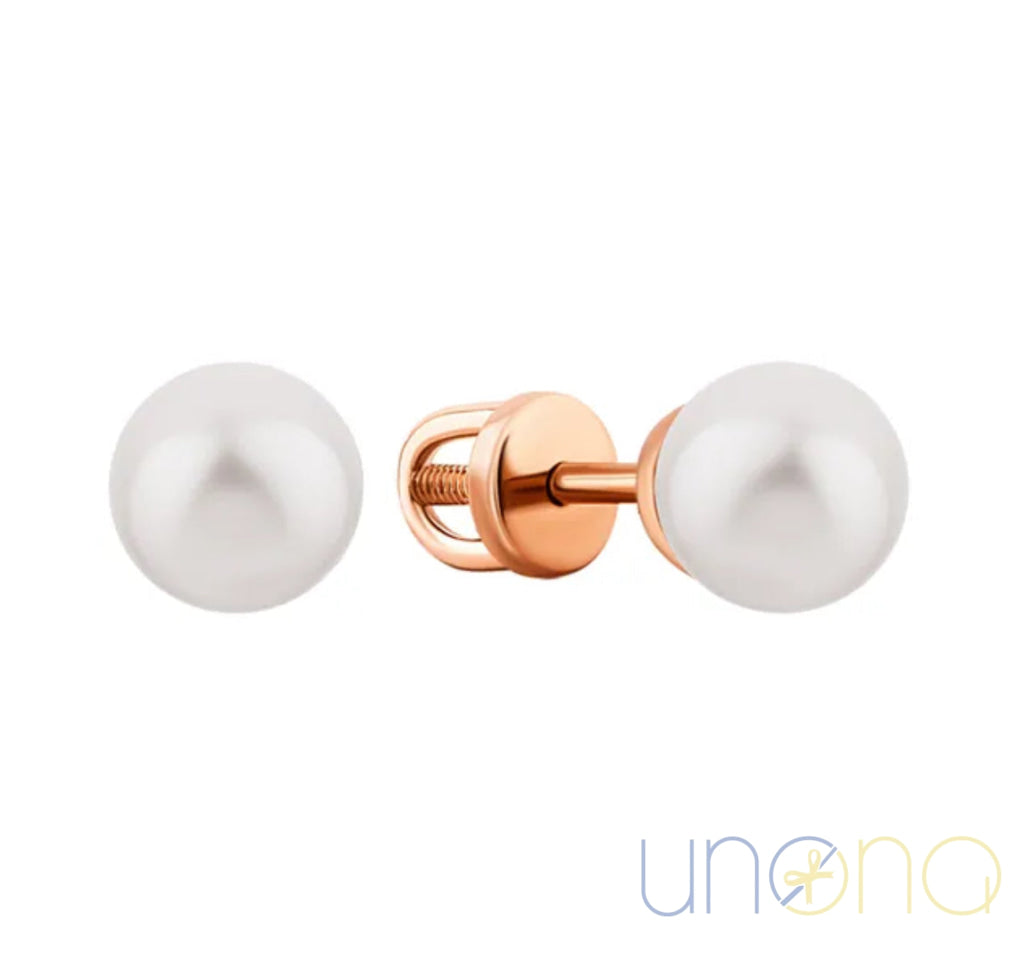 Golden pearl stud earrings 14K gold – gift for Ukrainian woman