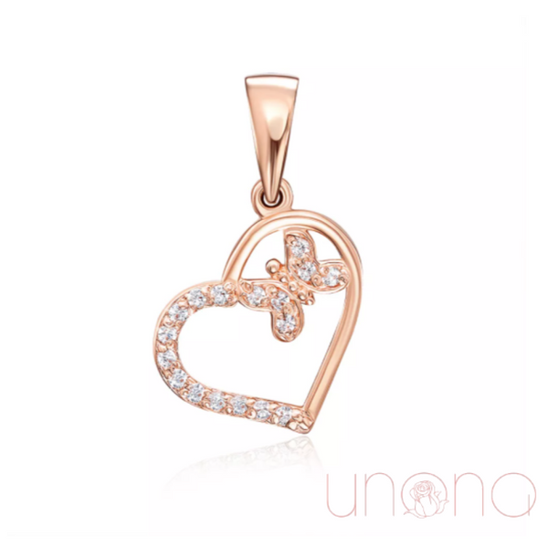 Golden Pendant Heart With Butterfly | Ukraine Gift Delivery.