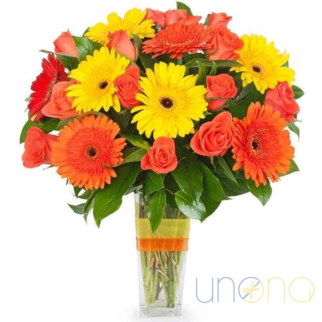 Gorgeous Roses and Bright Gerberas Bouquet | Ukraine Gift Delivery.