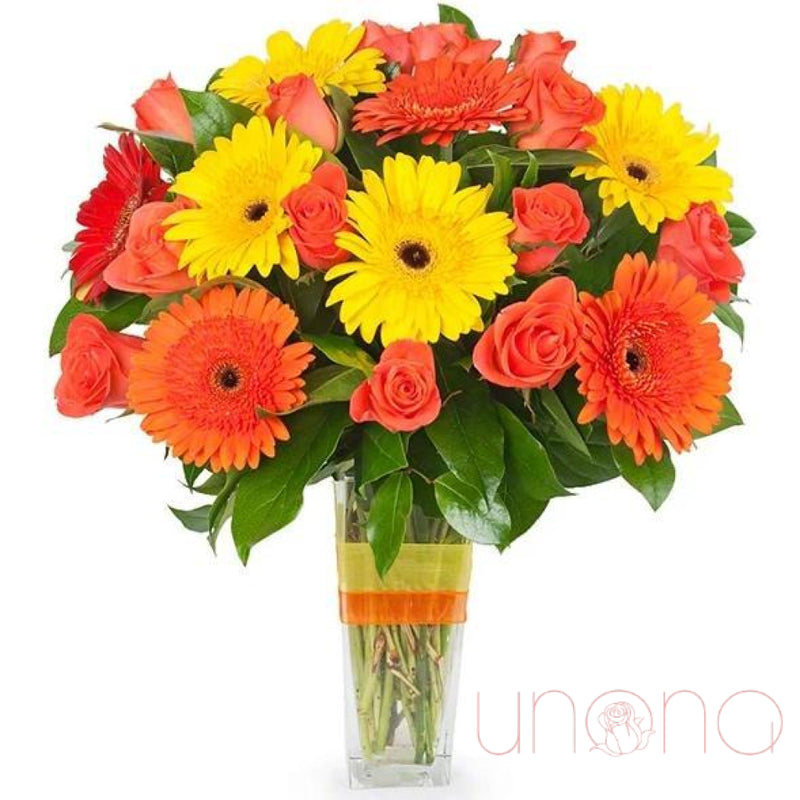 Gorgeous Roses and Bright Gerberas Bouquet | Ukraine Gift Delivery.