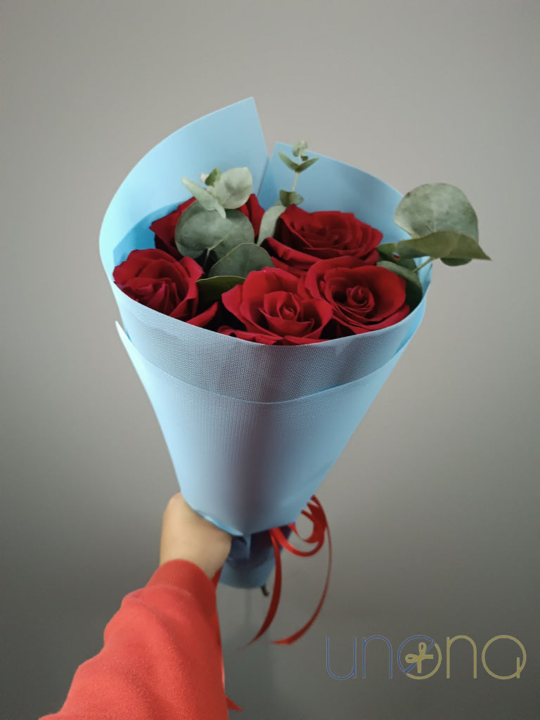 Handcrafted rose and eucalyptus bouquet for special occasions