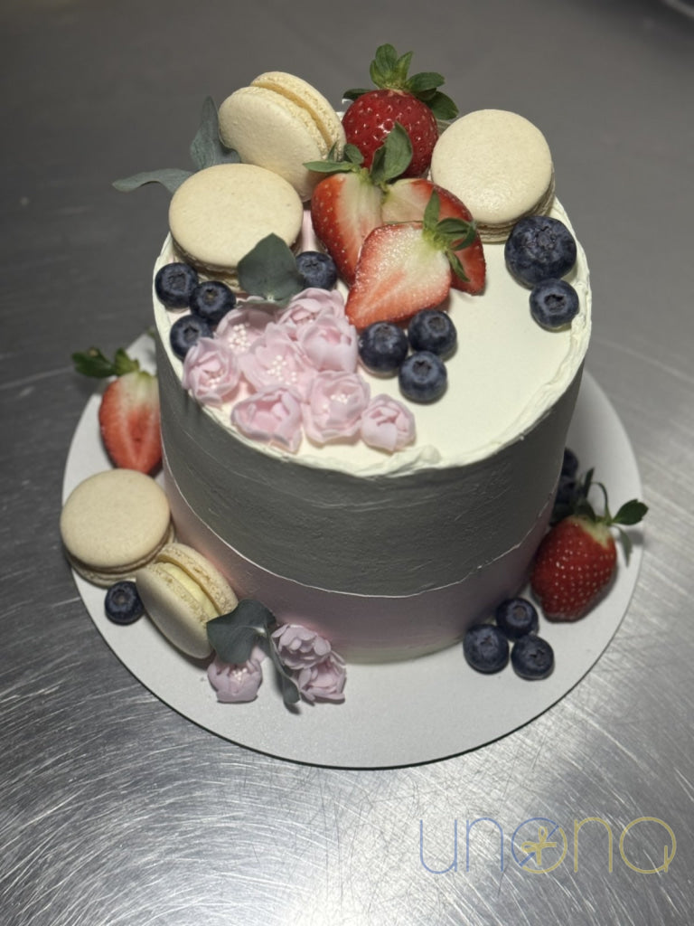 Happy Birthday Cake with Macarons Happy birthday cake