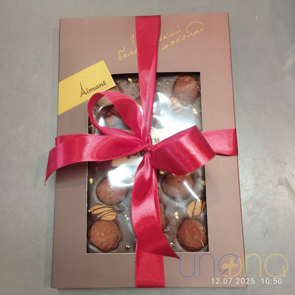 Artisan Belgian birthday chocolate bar with truffles for delivery in Ukraine
