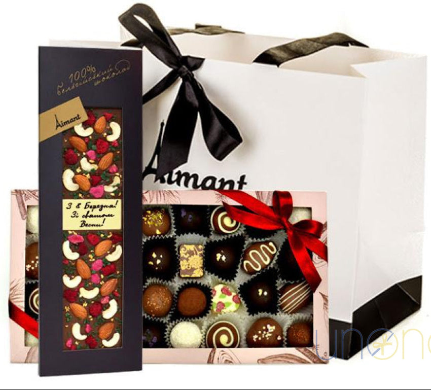 Happy Women's Day Belgian chocolate gift with artisan chocolates