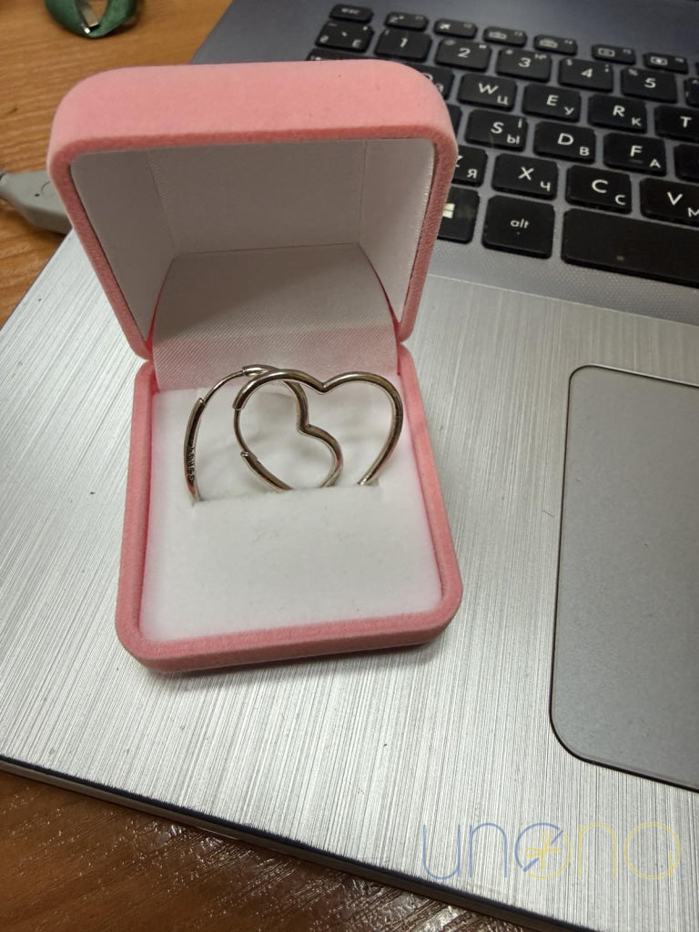 Heart Hoop Sterling Silver Earrings silver earrings