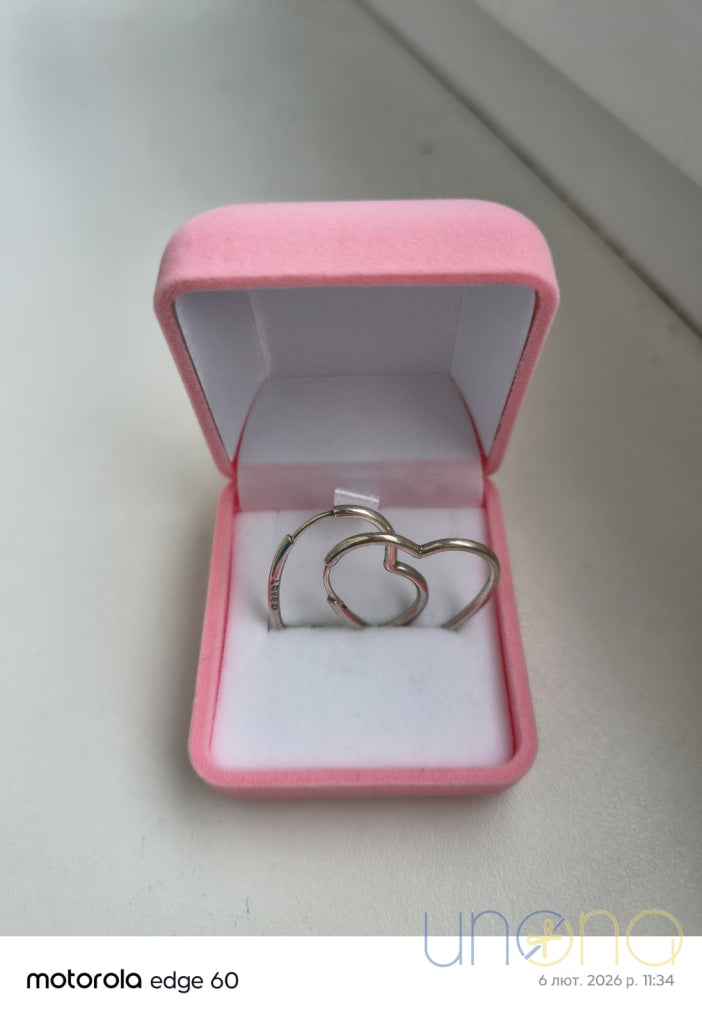 Heart Hoop Sterling Silver Earrings silver earrings