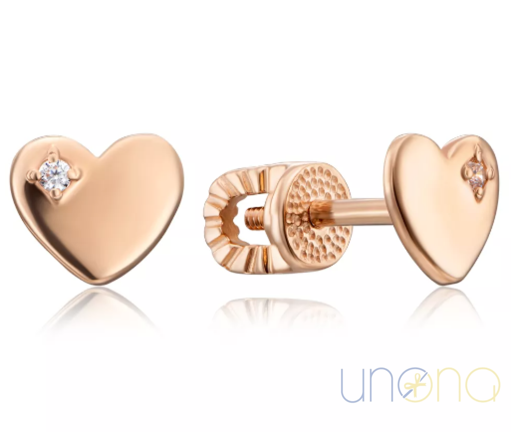 Heart Shape Gold Earrings With Phianite Stines By Price