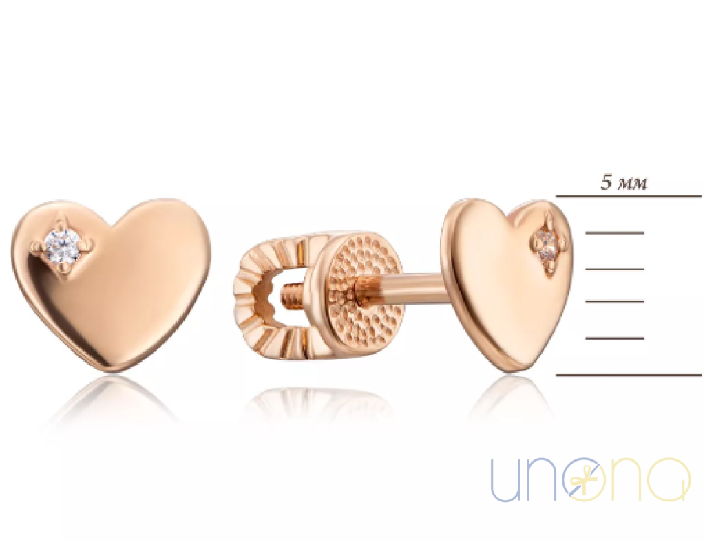 Heart Shape Gold Earrings With Phianite Stines By Price