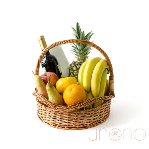 Hot Summer Fruit Basket with Wine | Ukraine Gift Delivery.
