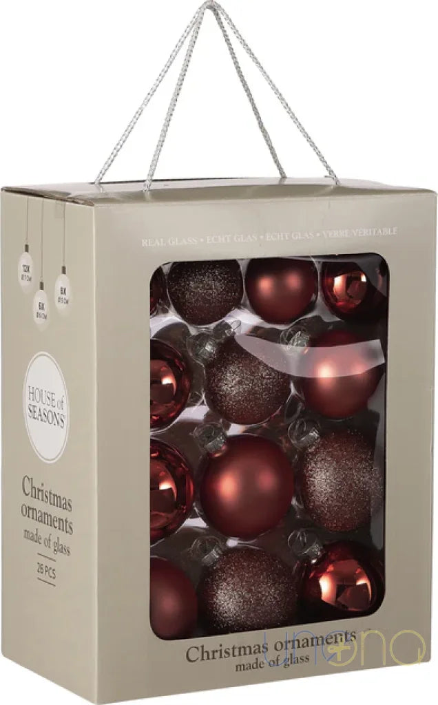 House Of Seasons Christmas Decoration Set – Golden And Deep Red Elegance 26 Red Decorations