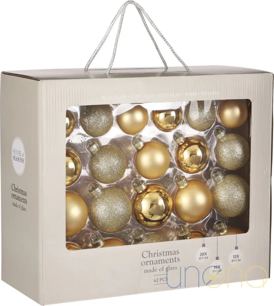 House Of Seasons Christmas Decoration Set – Golden And Silver 40 Decorations