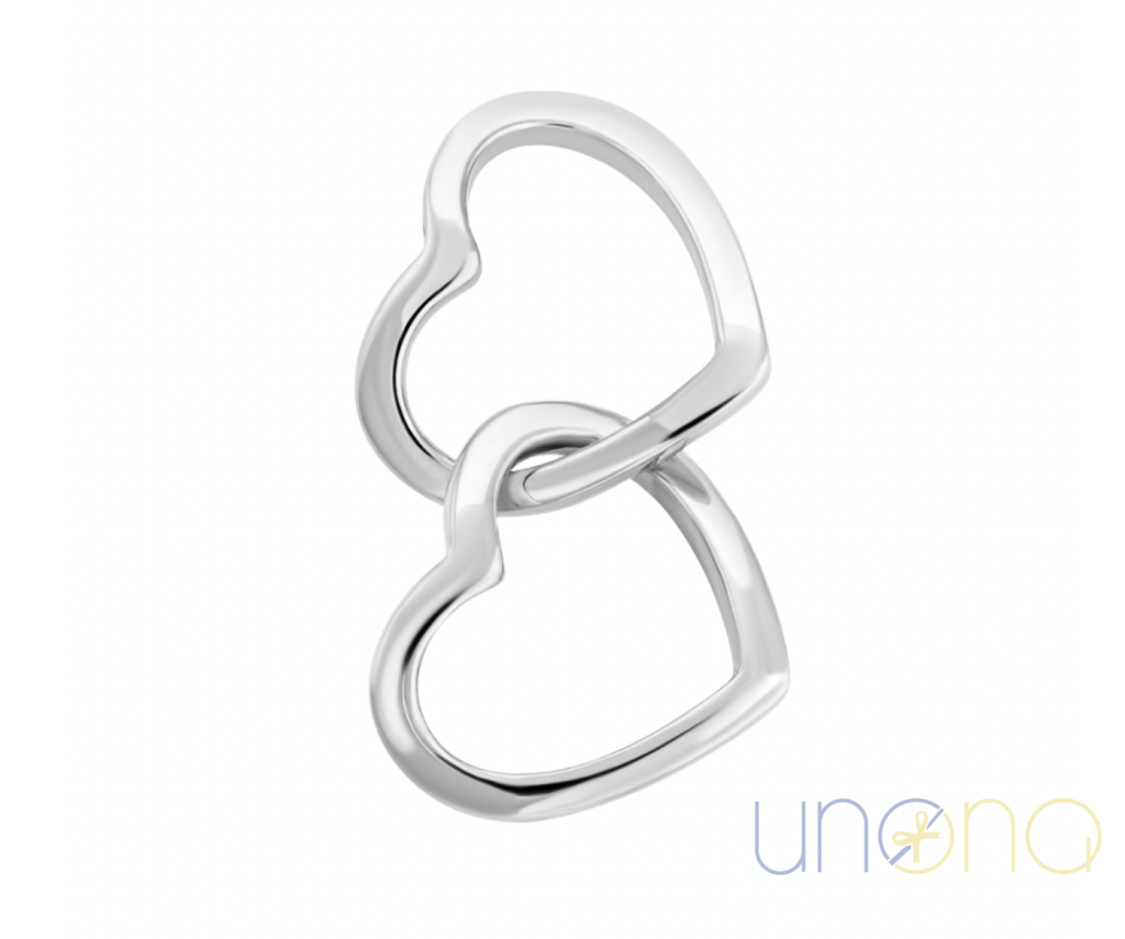 Intertwined Double Heart Gold Pendant White Jewelry