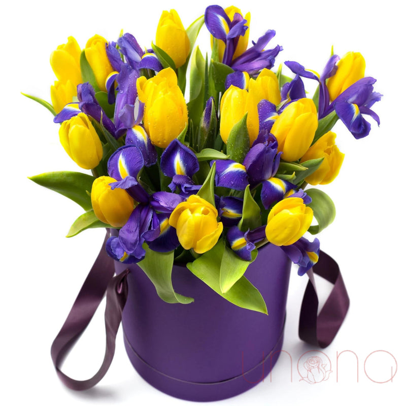 Iris and Tulips Love Arrangement | Ukraine Gift Delivery.