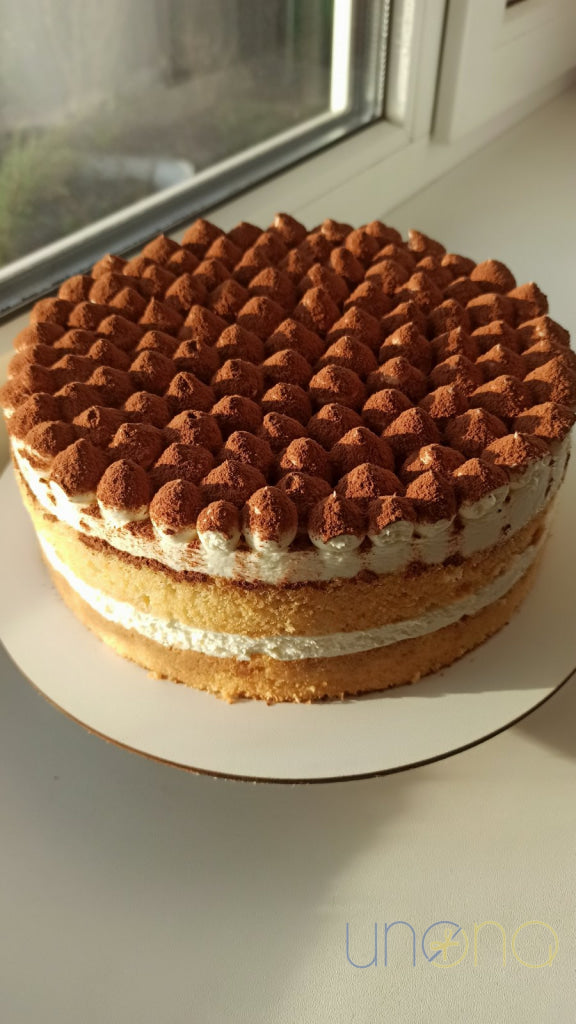 Traditional tiramisu cake with ladyfingers and mascarpone cream
