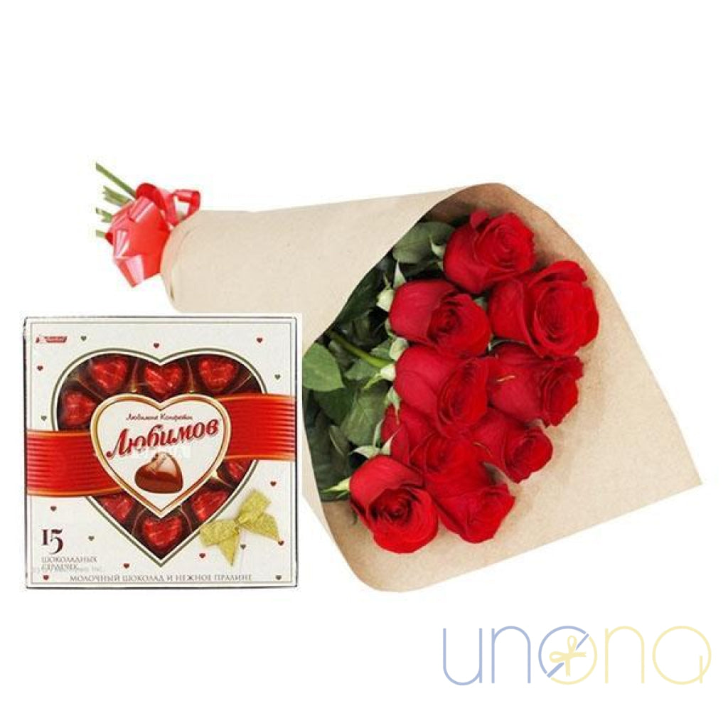 Love You So Much Set – red roses and chocolates delivery Ukraine