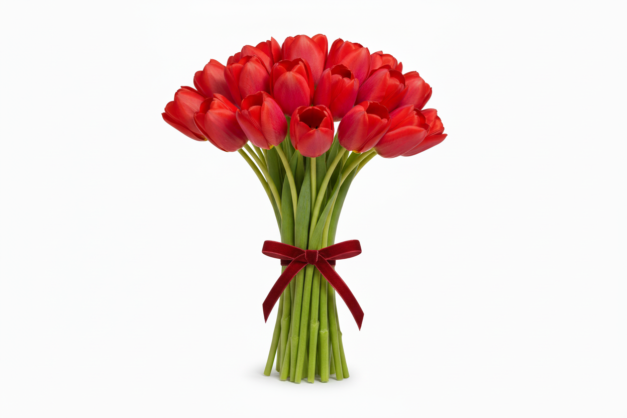 True Love tulips bouquet 21 red flowers for sweetheart