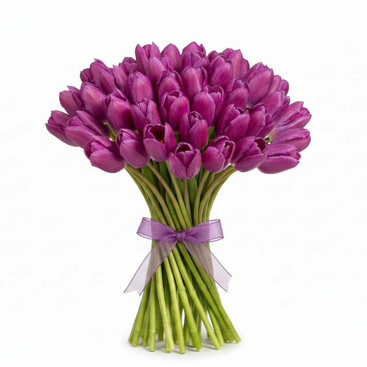Send 51 purple tulips to Ukraine for romantic celebration