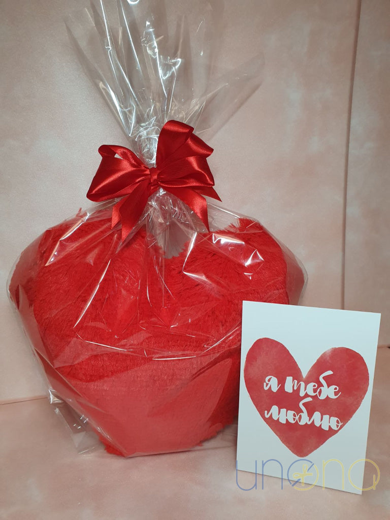 Red plush heart romantic gift delivery Ukraine