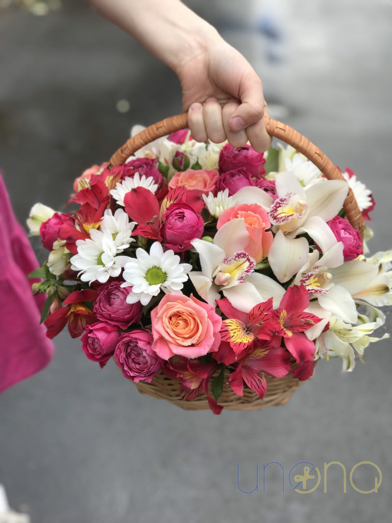 Fairy-Tale-Ish Basket FlowersColorful mixed flower basket for delivery in Ukraine