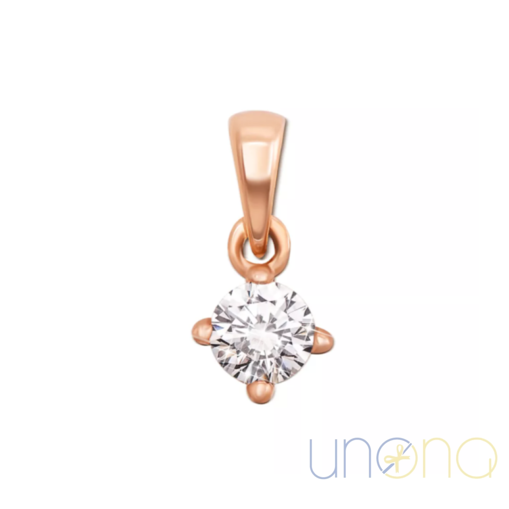 Modern Gold Pendant with CZ | Ukraine Gift Delivery.