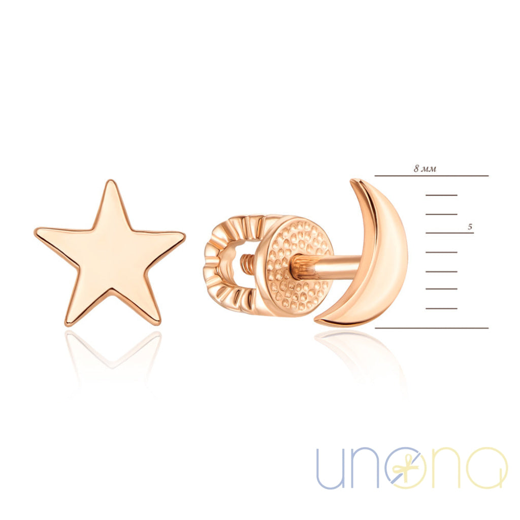Moon And Star Golden Earrings Golden