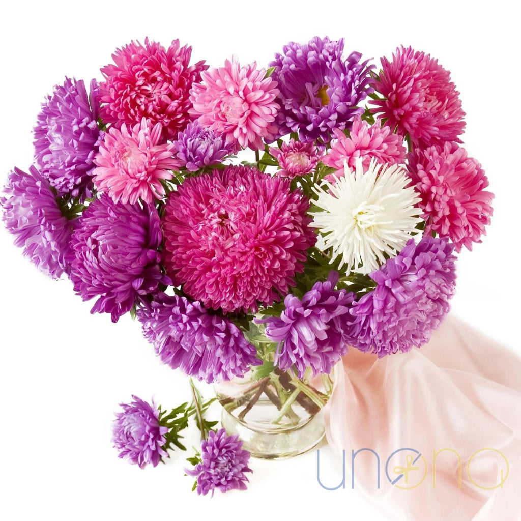 Multicolored Asters Bouquet – vibrant September flowers for delivery in Ukraine