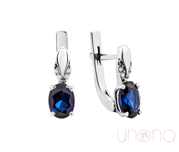 New! Silver Earrings With Sapphire And Cubic Zirconia Jewelry