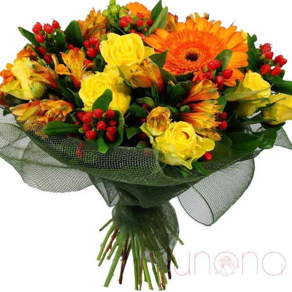 Orange Blossom Bouquet Regular: Fresh Quality Flowers Thanksgiving