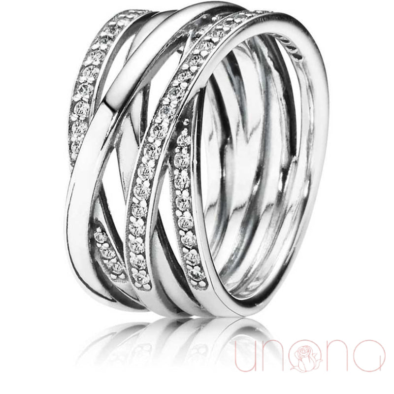 Pandora Style Sparkling & Polished Lines Ring | Ukraine Gift Delivery.