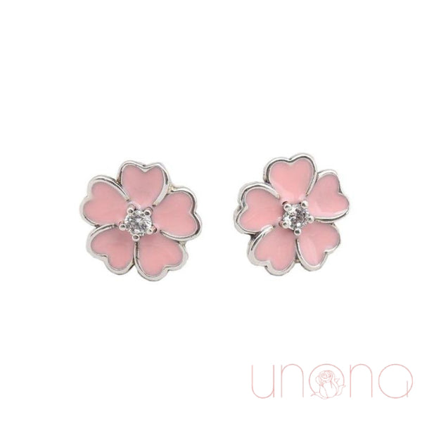 Pink Daisy Silver Stud Earrings | Ukraine Gift Delivery.