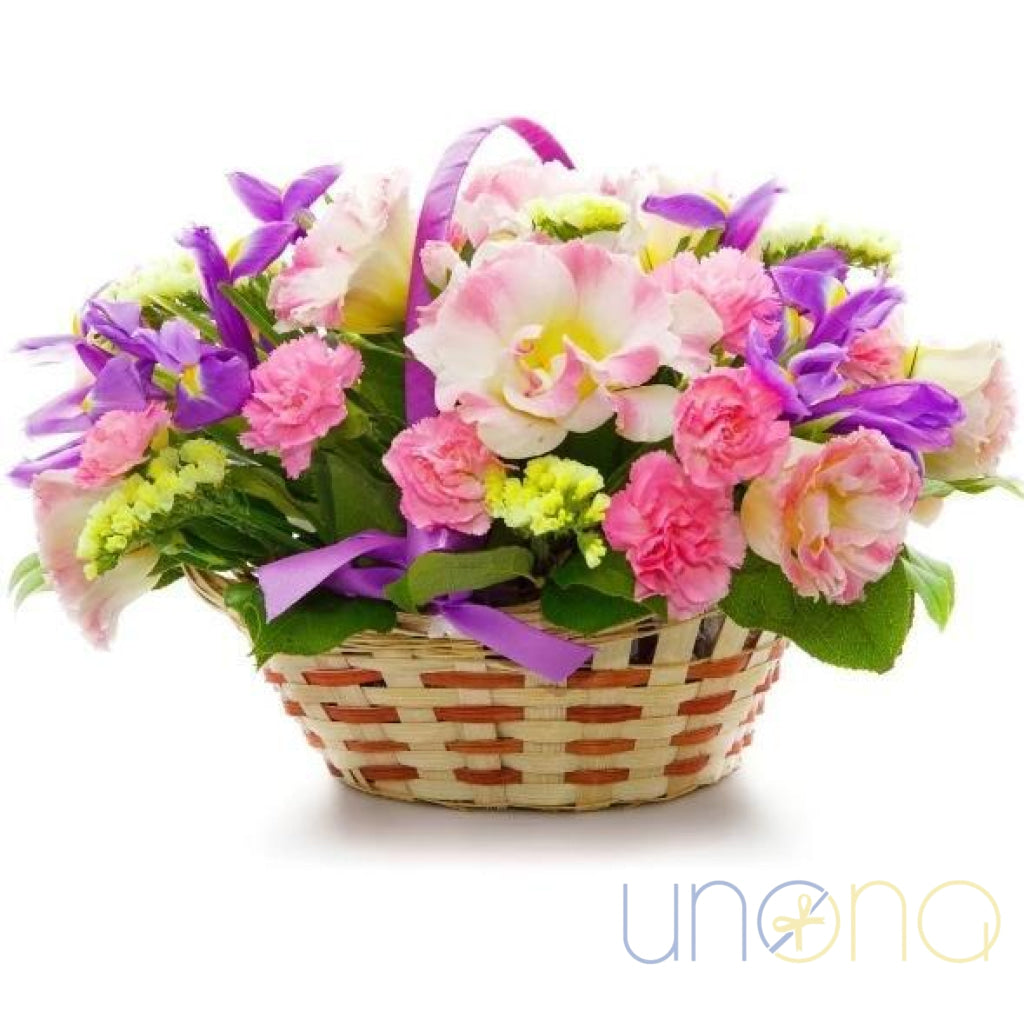 Pink Tenderness Flower Basket | Ukraine Gift Delivery.