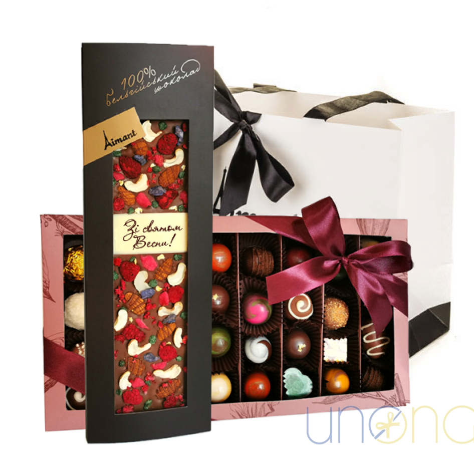 Luxury Belgian chocolate gift set with assorted artisan chocolates for delivery throughout Ukraine