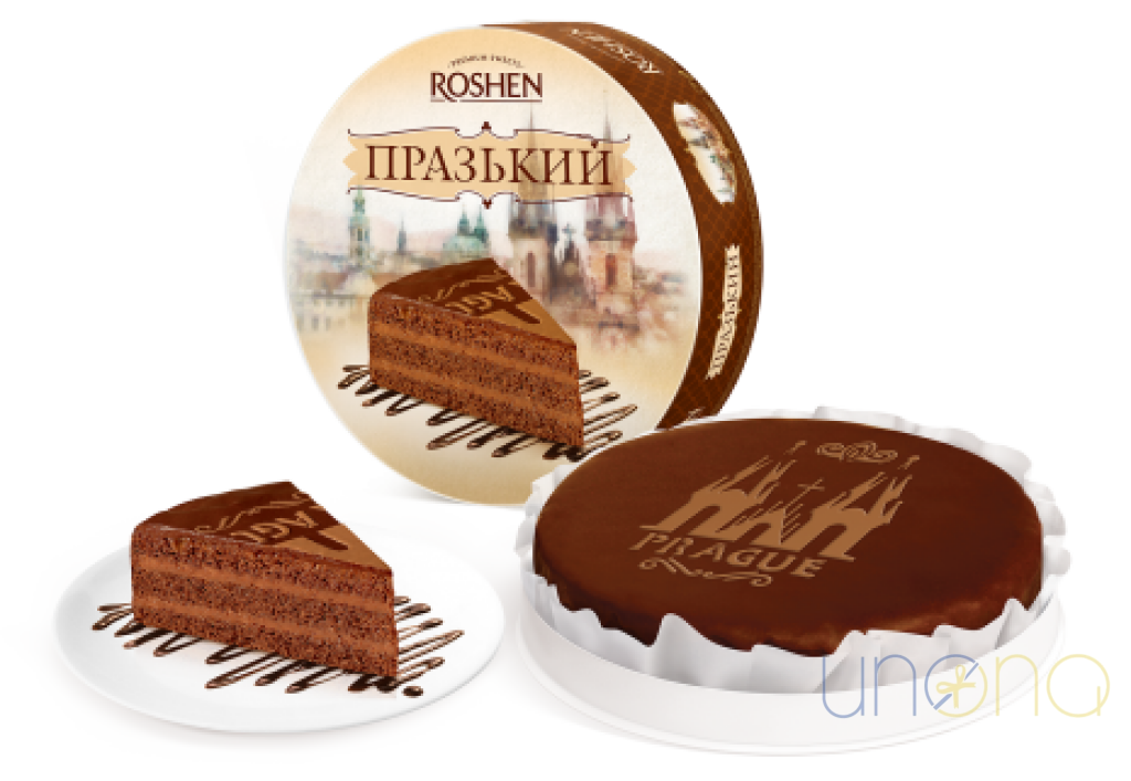 Classic Roshen Prague Cake handcrafted for celebrations in Ukraine