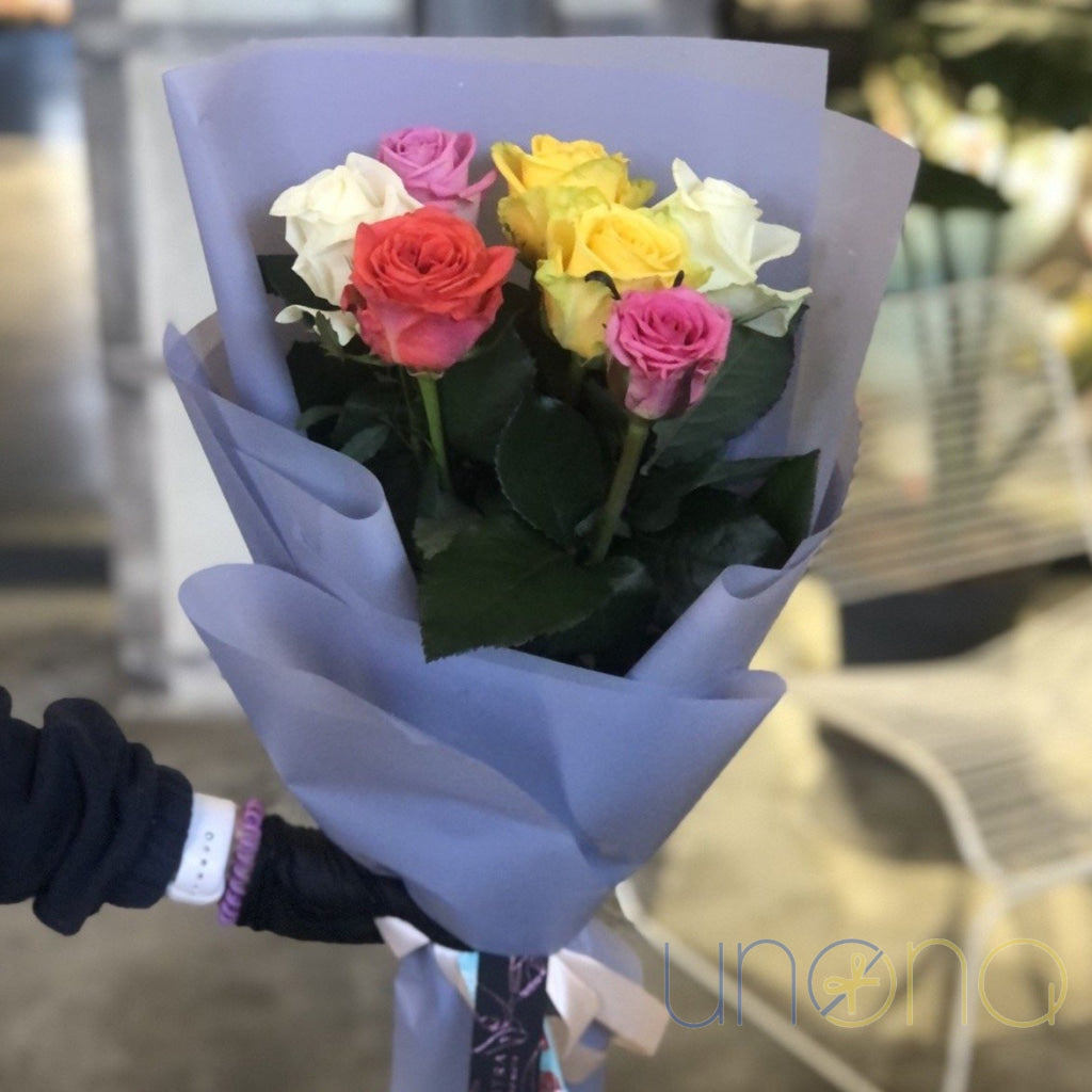 Romantic multicolored rose arrangement for special occasions