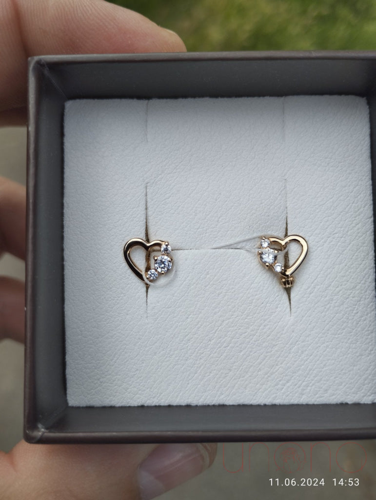 Ravishing Heart Gold Stud Earrings By Price