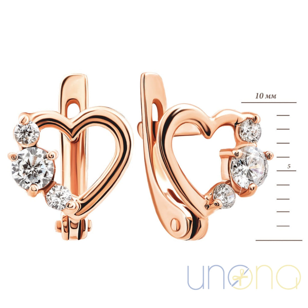 Ravishing Heart Gold Stud Earrings Golden