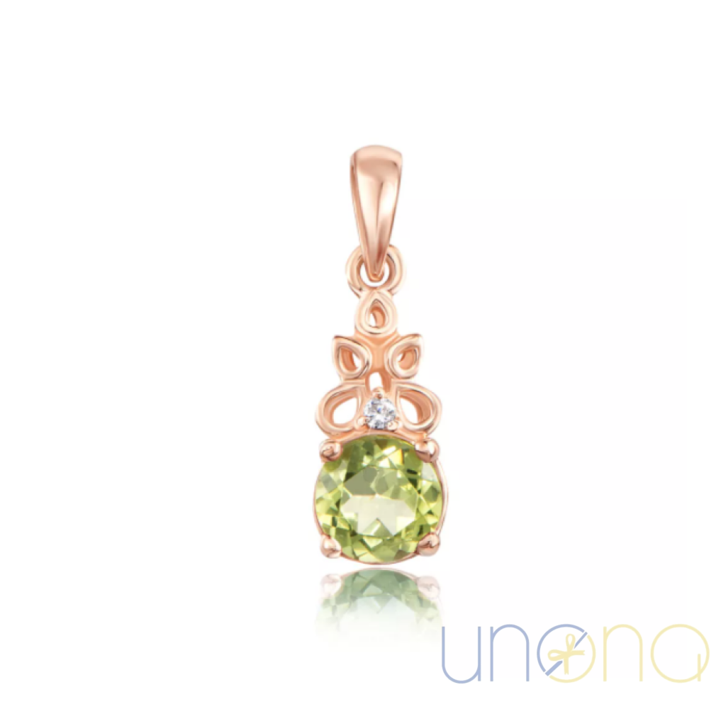 Red Gold Pendant with Chrysolite | Ukraine Gift Delivery.