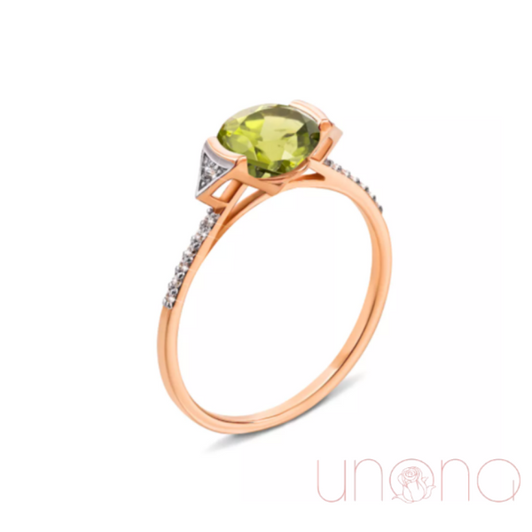 Red Gold Ring with Chrysolite | Ukraine Gift Delivery.