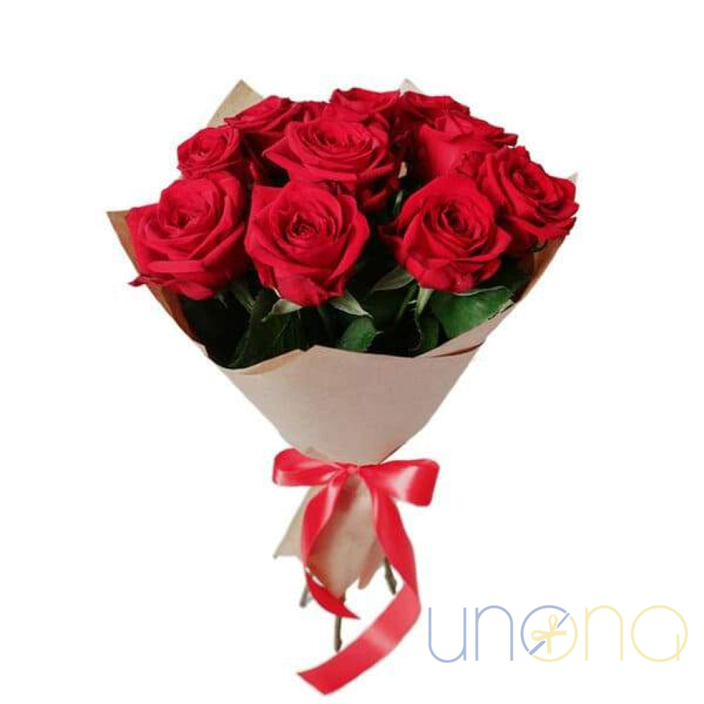 Romantic gift of 9 fresh red roses for loved ones in Ukraine