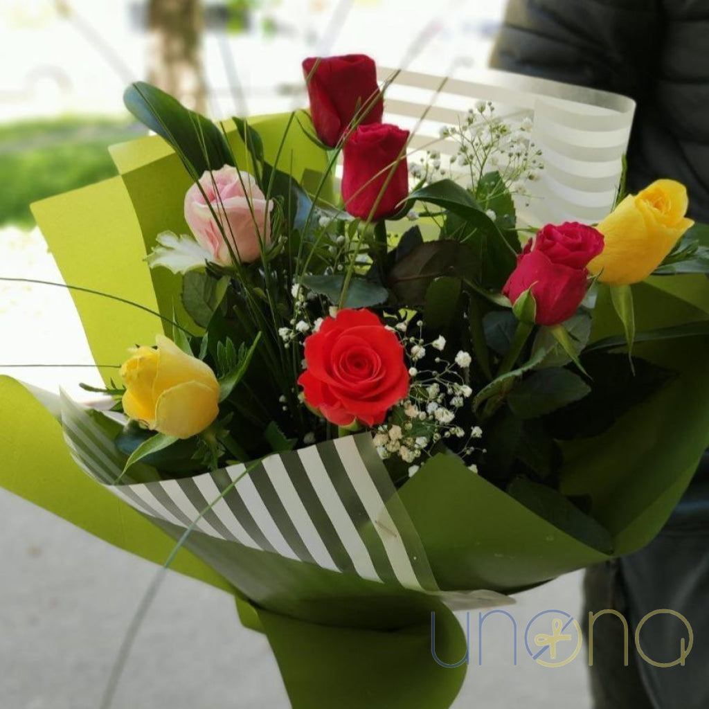 Hand-delivered multicolored roses across Ukraine