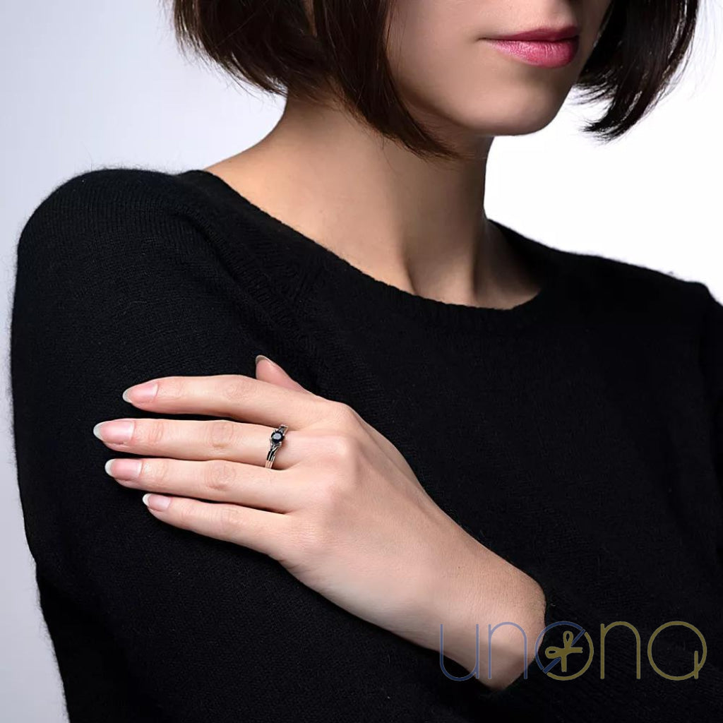 Silver sapphire ring gift for her delivered to Ukraine