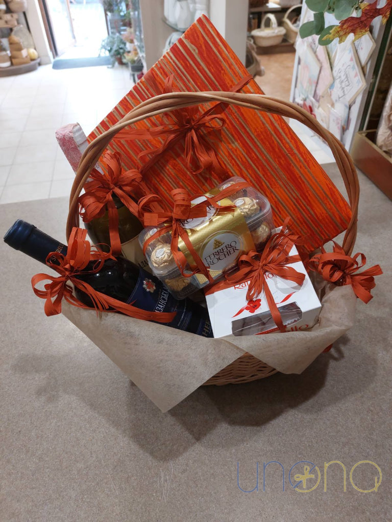 Romantic wine and chocolate gift basket for loved ones in Ukraine
