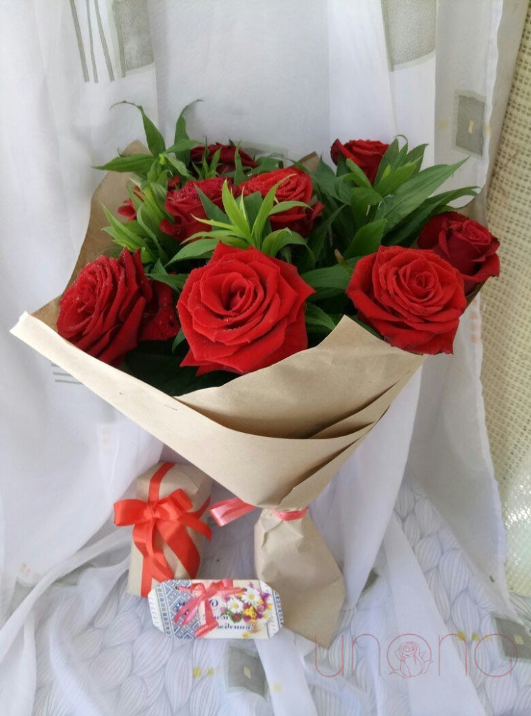 Roses and Ferrero Chocolates from Ukraine Gift Delivery.