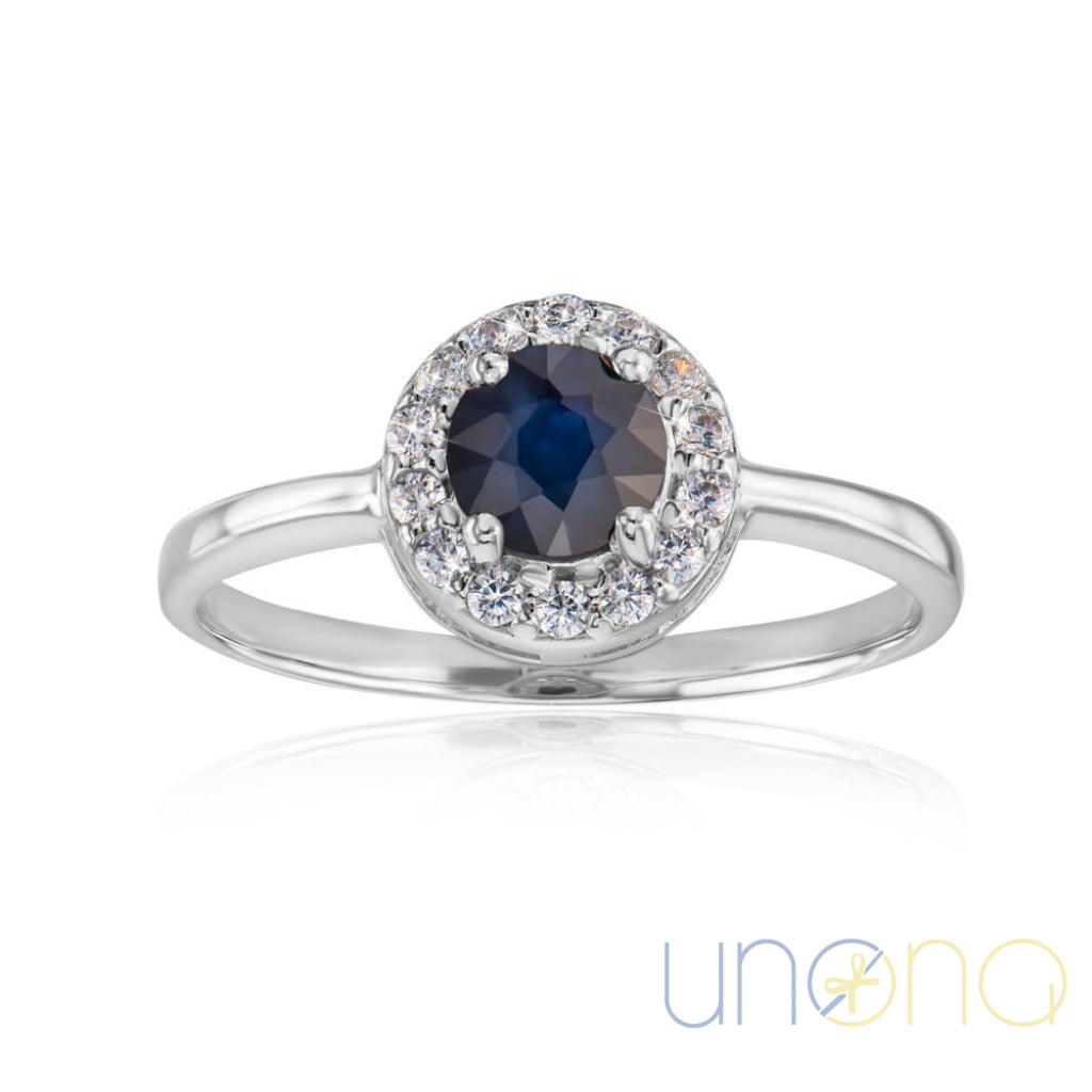 Round Silver Ring With Sapphire Jewelry