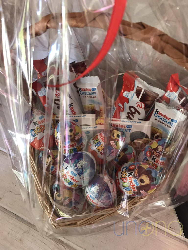 Kinder chocolate assortment basket delivered to loved ones in Ukraine