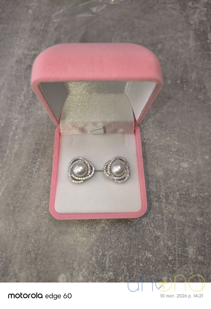 Silver Pearl and Zirconia Earrings – Radiant Sophistication Earrings