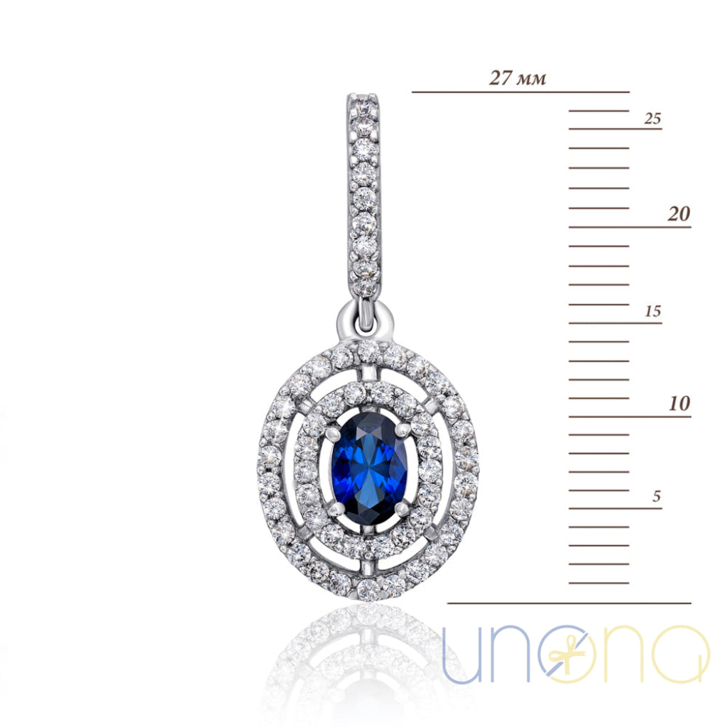Silver Pendant with Sapphire and Cubic Zirconia Jewelry